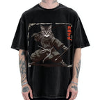 Samurai Cat  Vintage Washed T-shirt