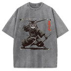 Samurai Cat  Vintage Washed T-shirt