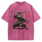 Samurai Cat  Vintage Washed T-shirt