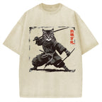 Samurai Cat  Vintage Washed T-shirt