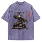 Samurai Cat  Vintage Washed T-shirt