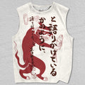 Unisex Vintage Japanese Cat Printed Tank Top