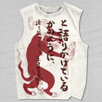 Unisex Vintage Japanese Cat Printed Tank Top