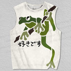 Unisex Vintage Japanese Frog  Printed Tank Top