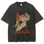 Unisex Vintage Japanese Racing Car Printed Washed Tee