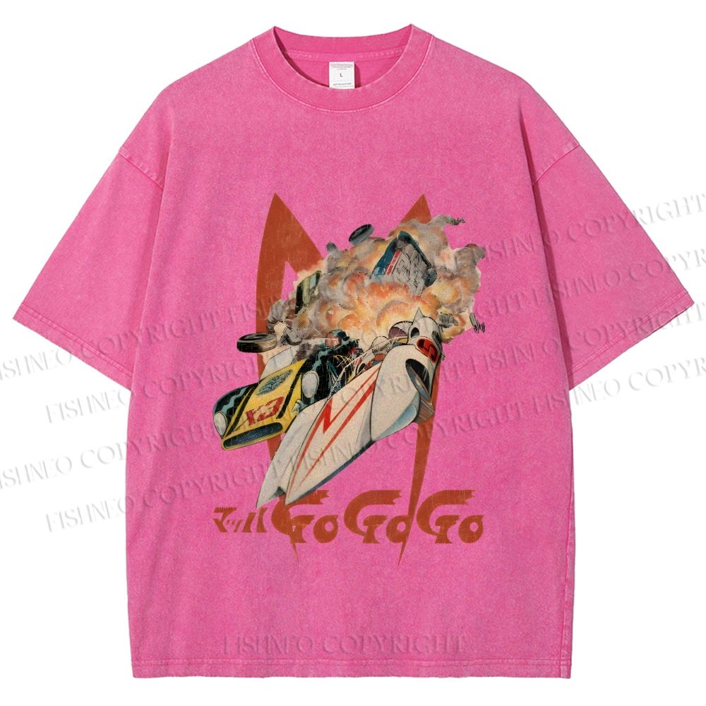 Unisex Vintage Japanese Racing Car Printed Washed Tee