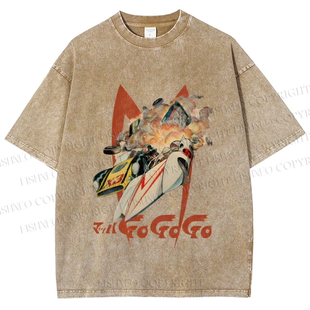 Unisex Vintage Japanese Racing Car Printed Washed Tee