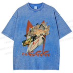 Unisex Vintage Japanese Racing Car Printed Washed Tee