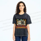 Unisex Vintage Cat Printed Washed Tee
