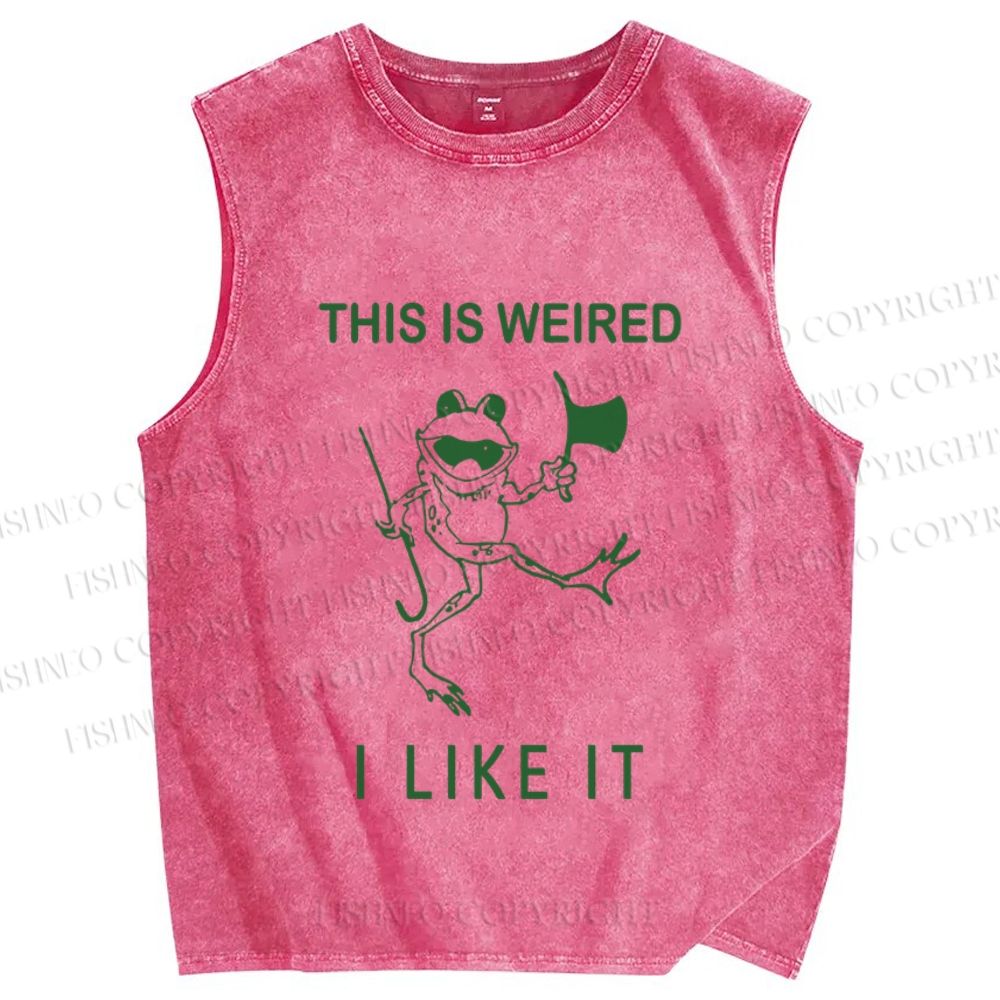 Unisex This Is Weird I Like It Funny Dancing Frog Printed Washed Tank Top