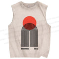 Unisex Bauhaus Graffiti Printed Washed Tank Top