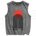 Unisex Bauhaus Graffiti Printed Washed Tank Top