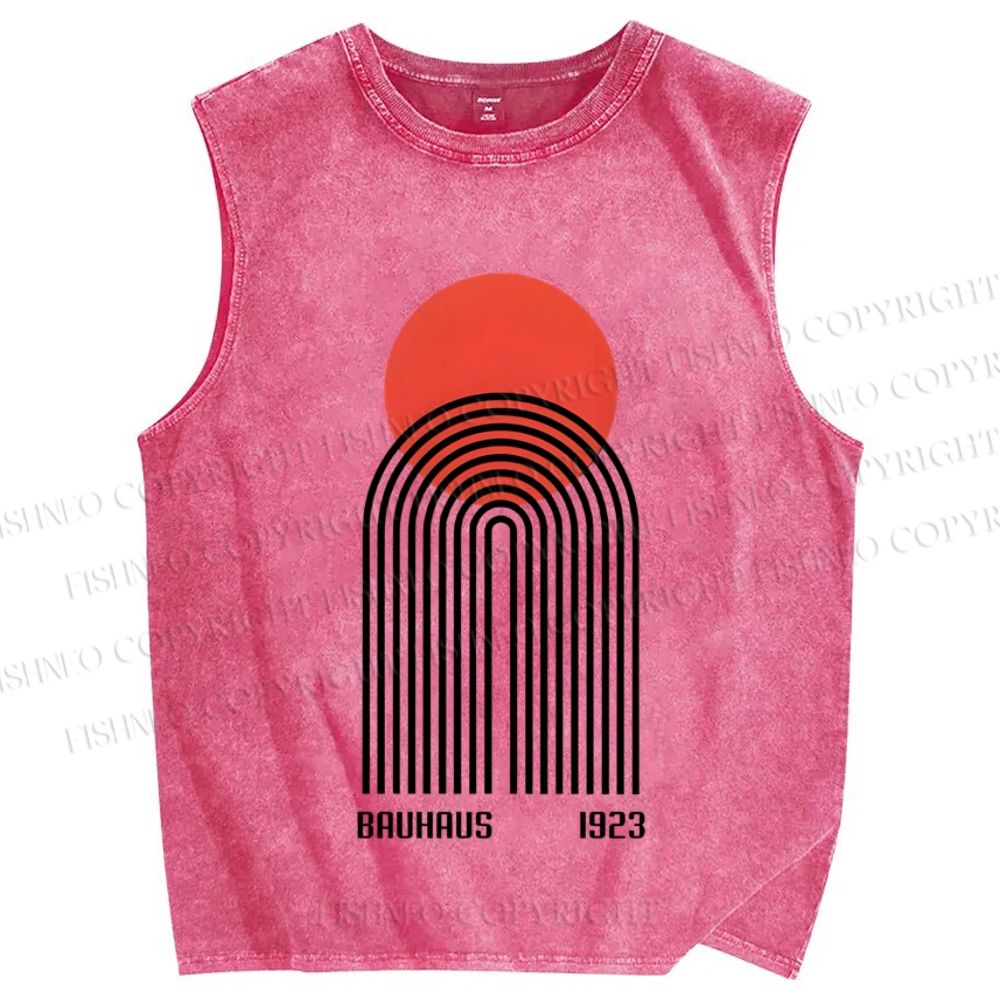 Unisex Bauhaus Graffiti Printed Washed Tank Top