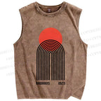 Unisex Bauhaus Graffiti Printed Washed Tank Top