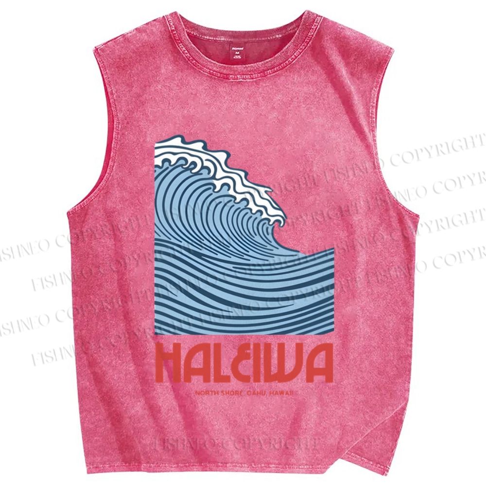 Unisex Sea Wave Printed Washed Tank Top