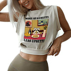 More Spaghetti Less Upsetti Japanese Sleeveless Crop Top