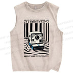Unisex Art Photography Printed Washed Tank Top