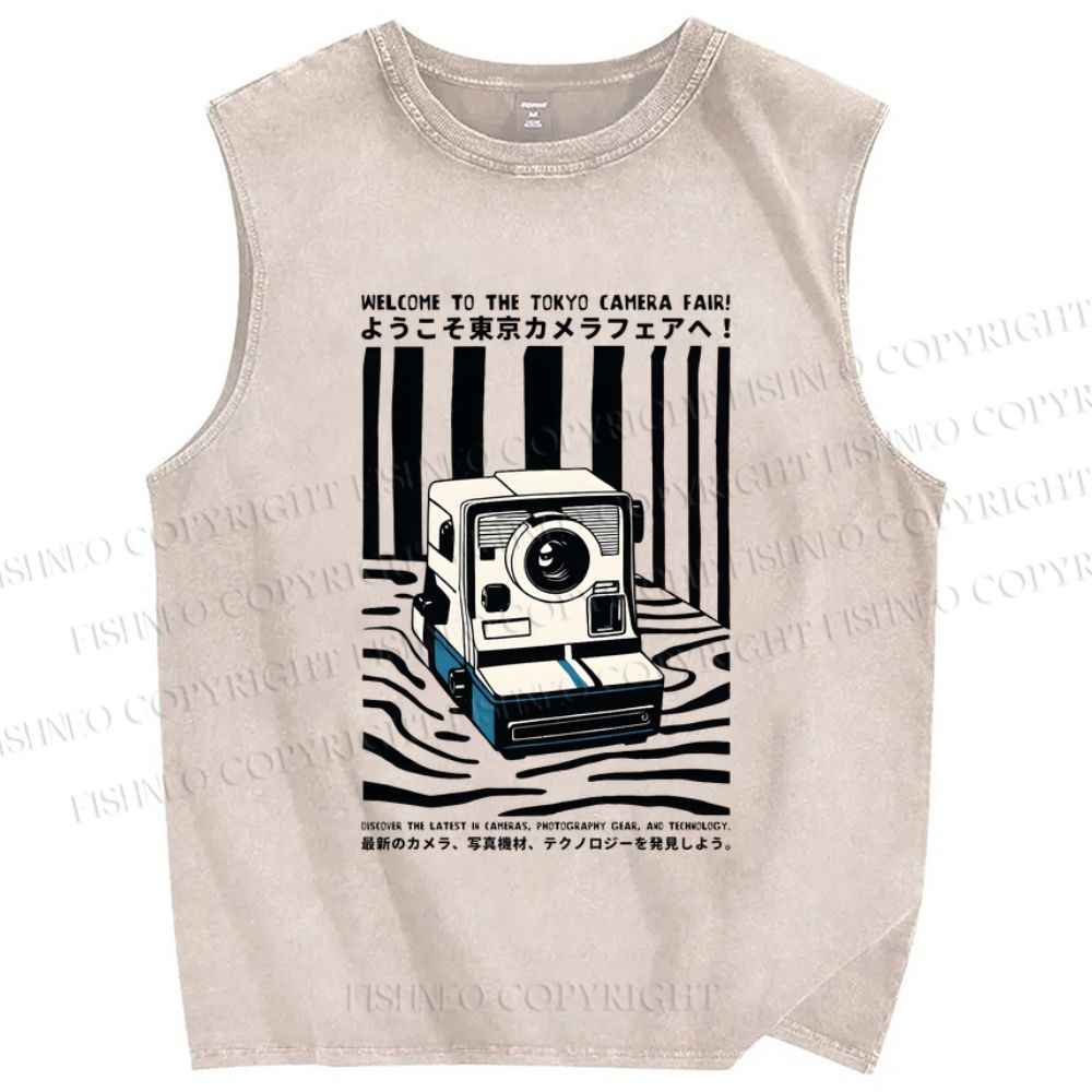 Unisex Art Photography Printed Washed Tank Top