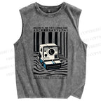 Unisex Art Photography Printed Washed Tank Top