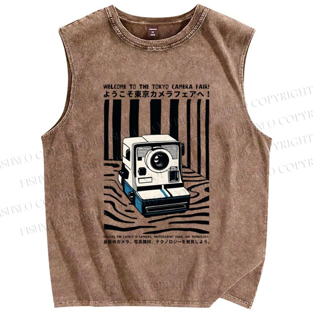 Unisex Art Photography Printed Washed Tank Top