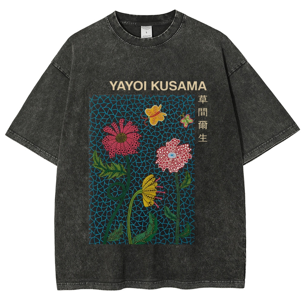 Yayoi Kusama Flower Art Vintage Washed T-shirt