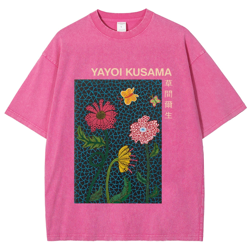 Yayoi Kusama Flower Art Vintage Washed T-shirt