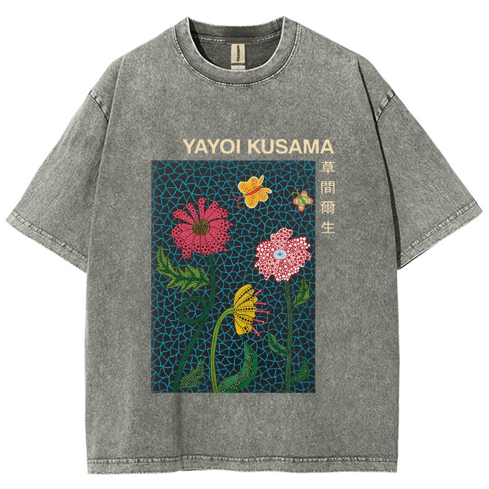 Yayoi Kusama Flower Art Vintage Washed T-shirt