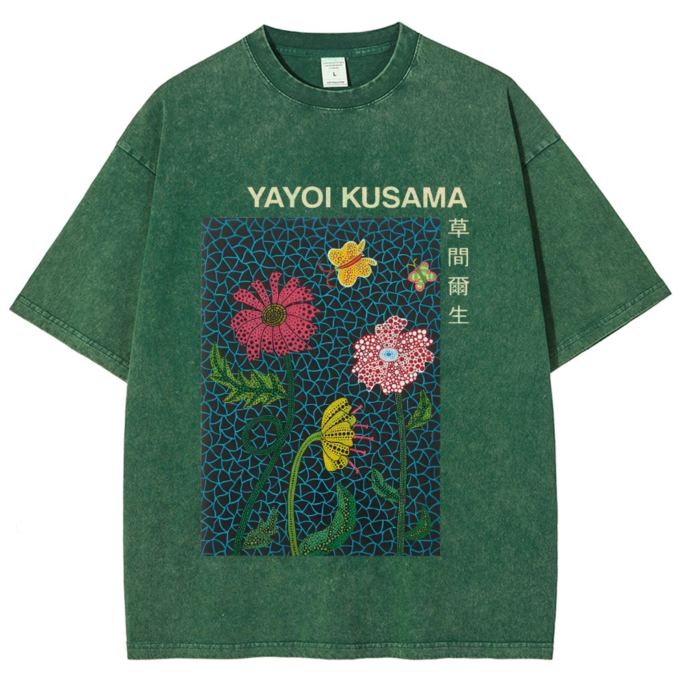 Yayoi Kusama Flower Art Vintage Washed T-shirt