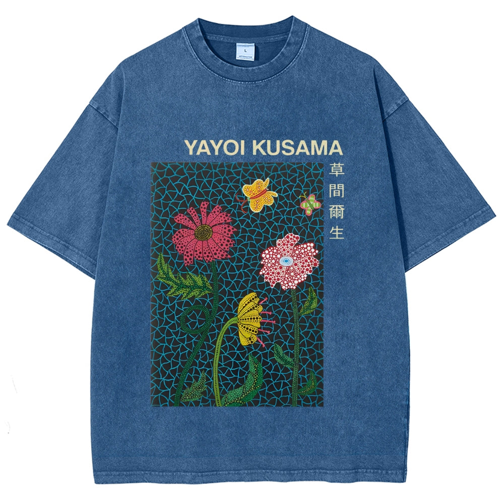 Yayoi Kusama Flower Art Vintage Washed T-shirt