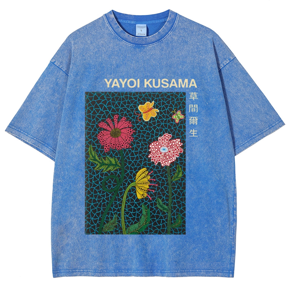 Yayoi Kusama Flower Art Vintage Washed T-shirt