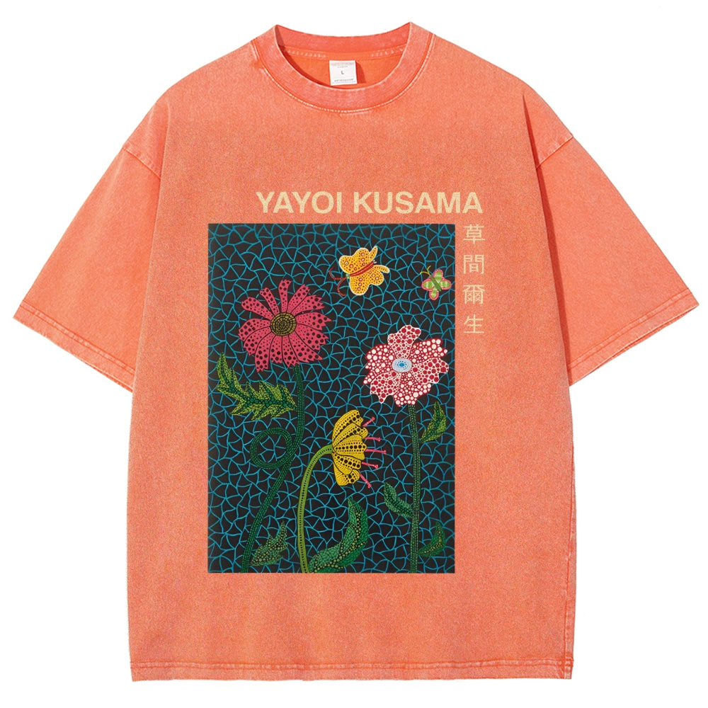 Yayoi Kusama Flower Art Vintage Washed T-shirt