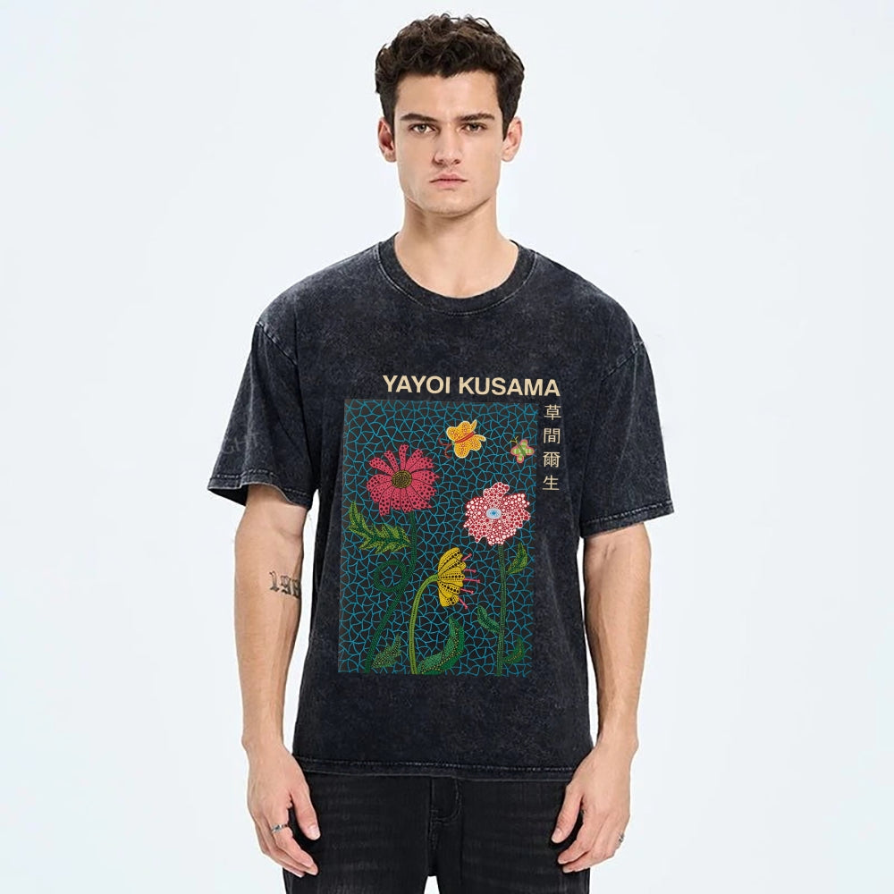 Yayoi Kusama Flower Art Vintage Washed T-shirt
