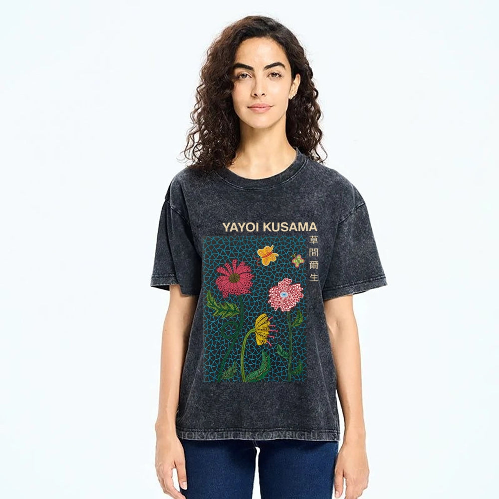 Yayoi Kusama Flower Art Vintage Washed T-shirt