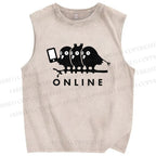 Unisex Online Printed Washed Tank Top