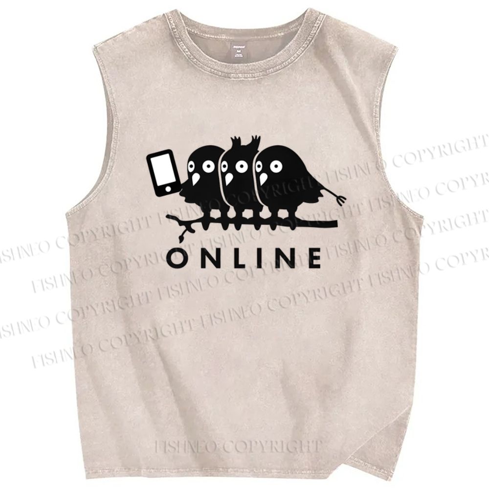 Unisex Online Printed Washed Tank Top