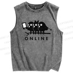 Unisex Online Printed Washed Tank Top