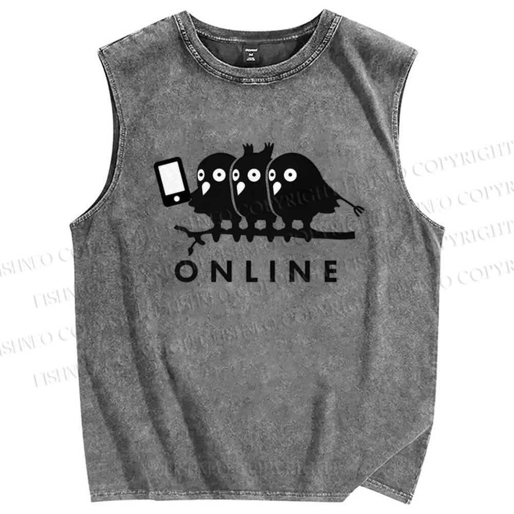 Unisex Online Printed Washed Tank Top