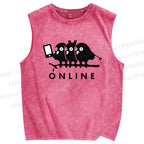 Unisex Online Printed Washed Tank Top