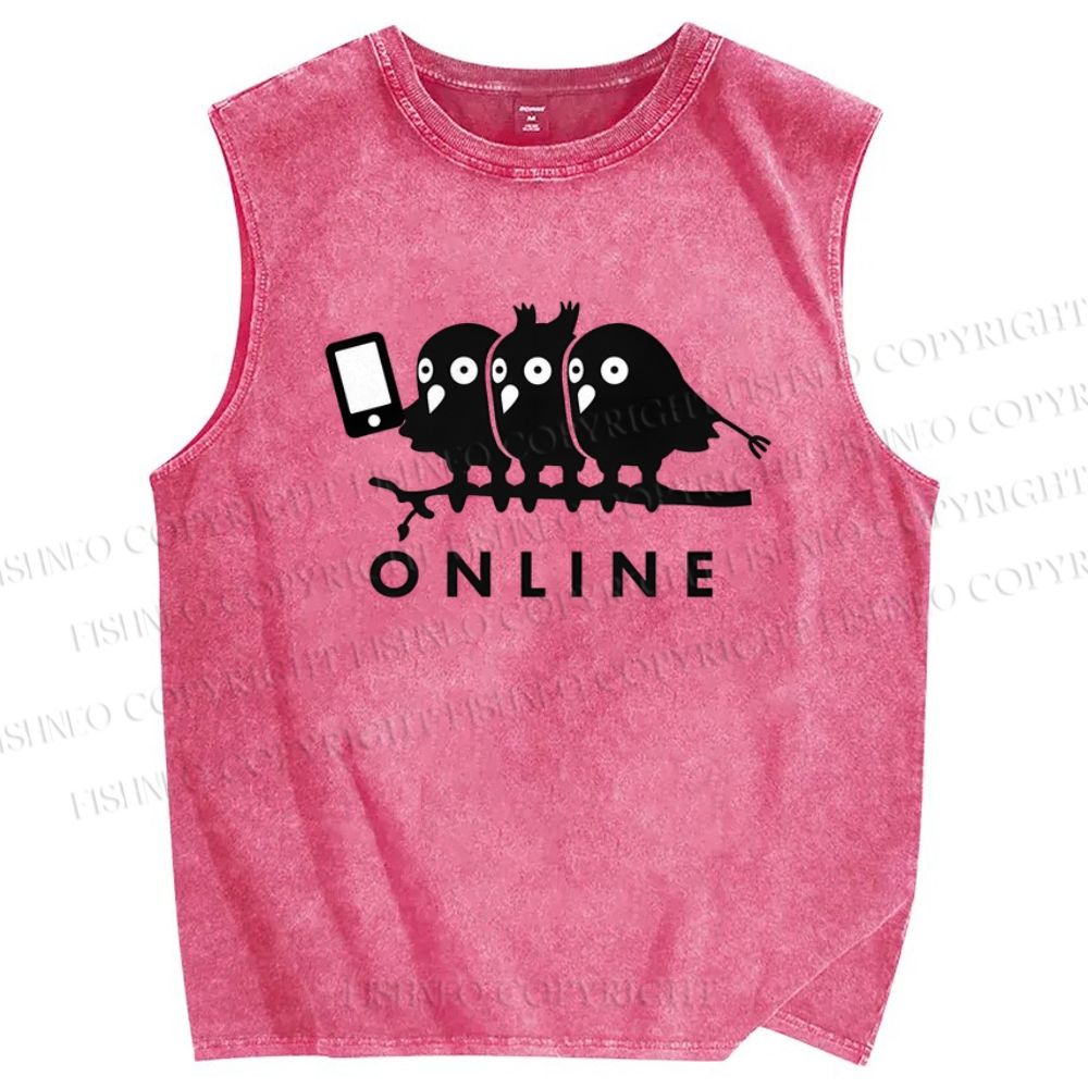 Unisex Online Printed Washed Tank Top