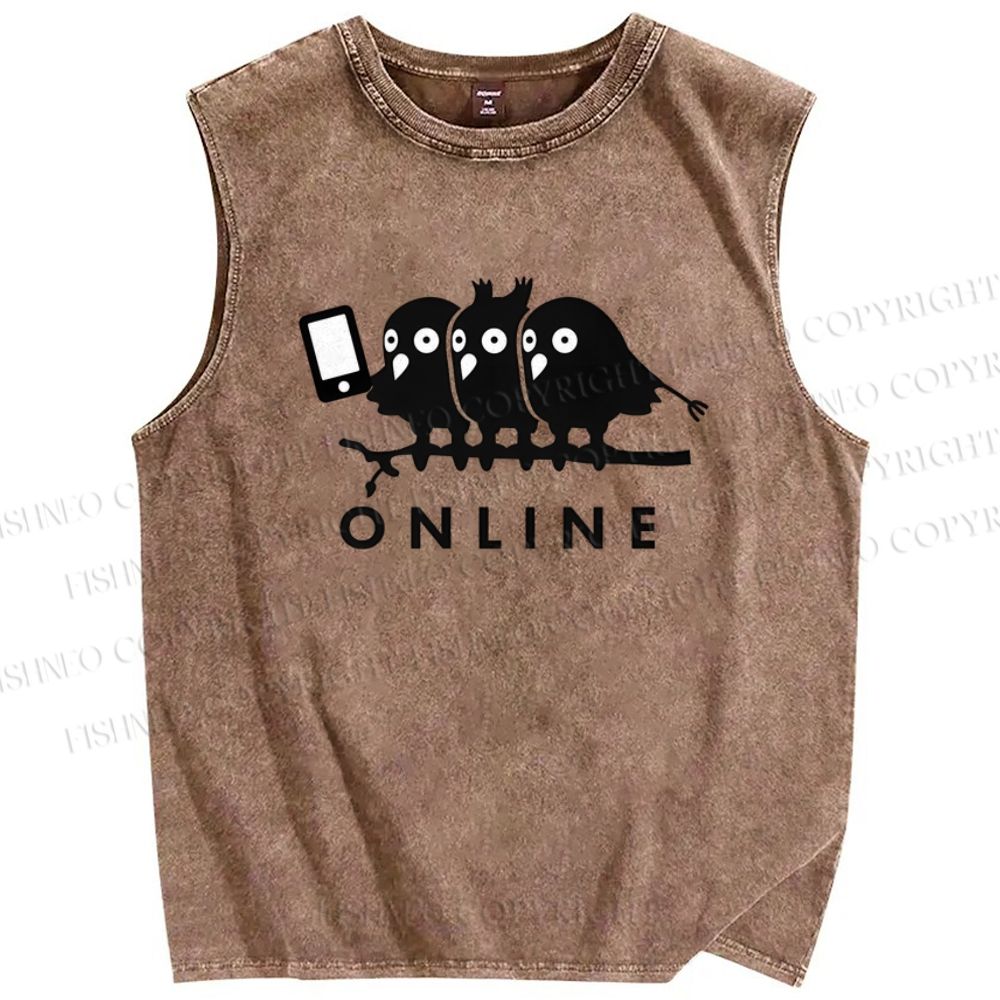Unisex Online Printed Washed Tank Top