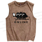 Unisex Online Printed Washed Tank Top