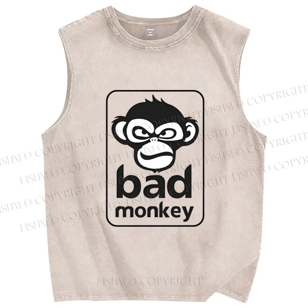 Unisex Bad Monkey Printed Washed Tank Top