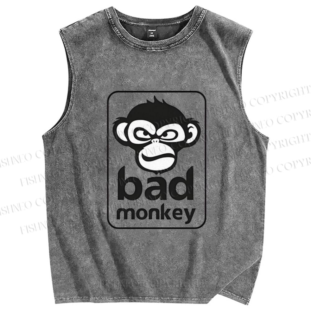 Unisex Bad Monkey Printed Washed Tank Top