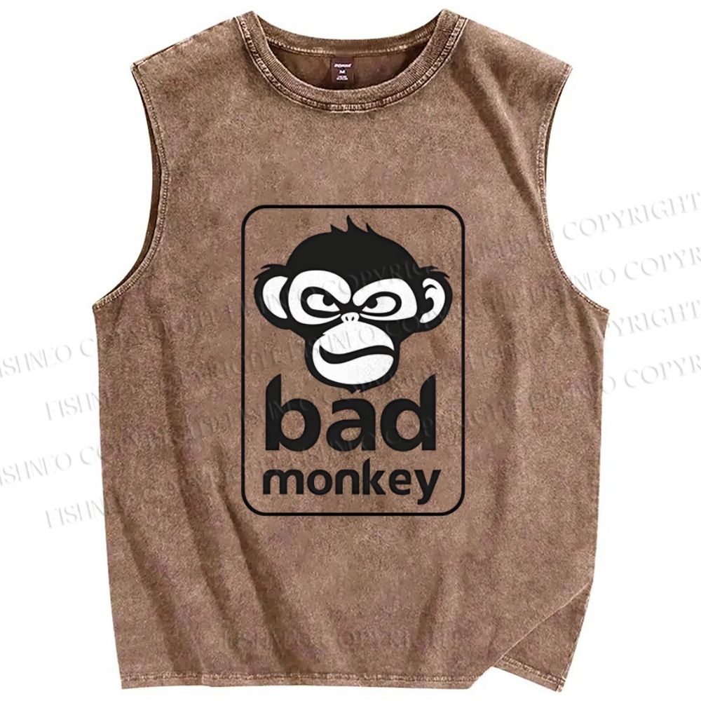 Unisex Bad Monkey Printed Washed Tank Top