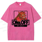 Unisex One Off Lion Printed Washed Tee
