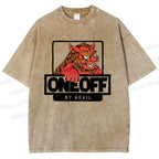 Unisex One Off Lion Printed Washed Tee
