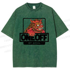 Unisex One Off Lion Printed Washed Tee