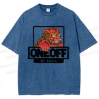 Unisex One Off Lion Printed Washed Tee