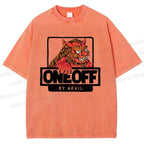 Unisex One Off Lion Printed Washed Tee