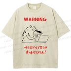 Unisex Warning Frog Printed Washed Tee